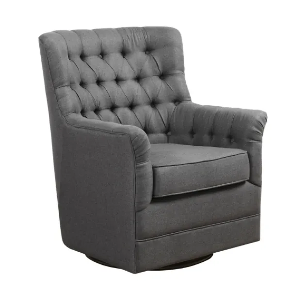 Accent Chairs-Kirkland's Home Hand-Tufted Swivel Glider Accent Chair Gray