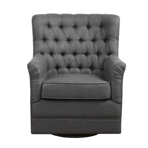 Accent Chairs-Kirkland's Home Hand-Tufted Swivel Glider Accent Chair Gray