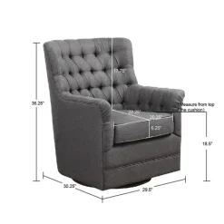 Accent Chairs-Kirkland's Home Hand-Tufted Swivel Glider Accent Chair Gray