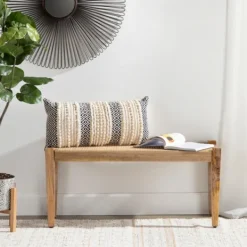 Entryway Furniture-Kirkland's Home Handwoven Rattan Cane And Mango Wood Bench