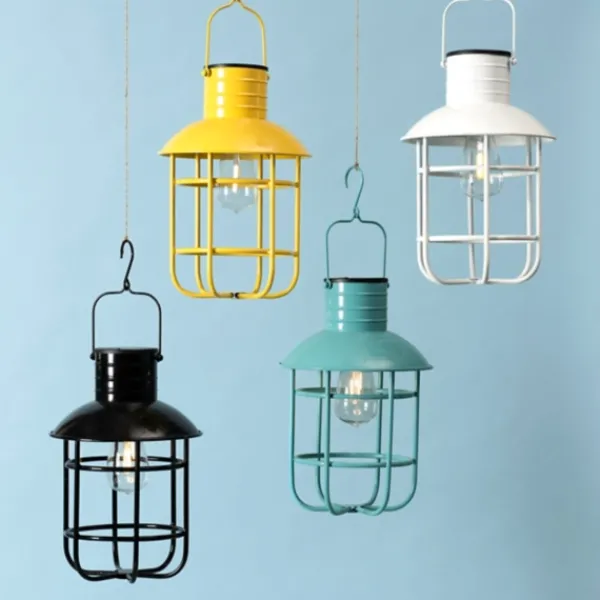 Outdoor Lighting-Kirkland's Home Hanging Cage Solar Powered Lantern Black