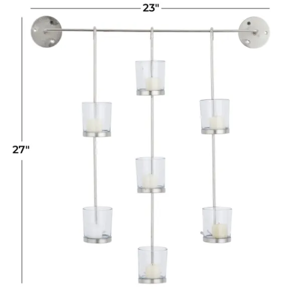 Sconces-Kirkland's Home Hanging Glass Votive Wall Plaque Silver