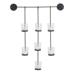 Sconces-Kirkland's Home Hanging Glass Votive Wall Plaque Black