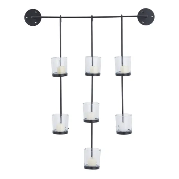 Sconces-Kirkland's Home Hanging Glass Votive Wall Plaque Black