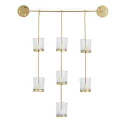 Sconces-Kirkland's Home Hanging Glass Votive Wall Plaque Gold