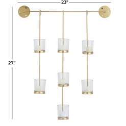 Sconces-Kirkland's Home Hanging Glass Votive Wall Plaque Gold