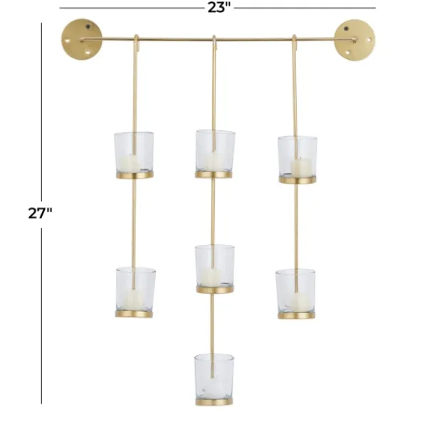 Sconces-Kirkland's Home Hanging Glass Votive Wall Plaque Gold