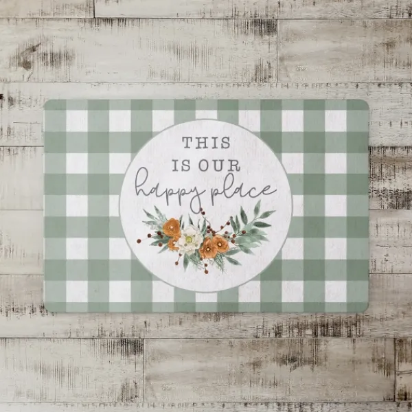 Kitchen & Floor Mats-Kirkland's Home Happy Place Buffalo Check Kitchen Mat Green