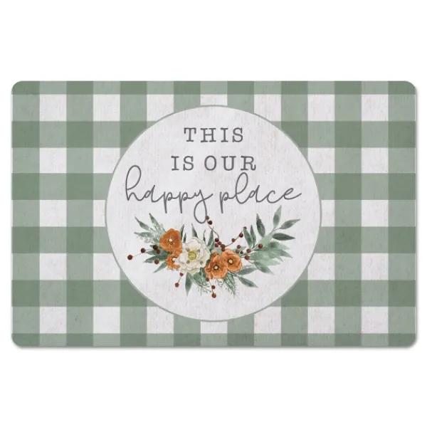 Kitchen & Floor Mats-Kirkland's Home Happy Place Buffalo Check Kitchen Mat Green