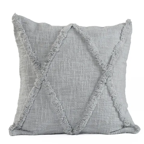 Pillows-Kirkland's Home Harbor Tufted Diamond Pillow, 18 In. Gray