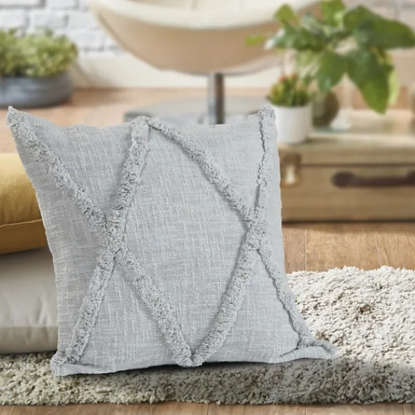 Pillows-Kirkland's Home Harbor Tufted Diamond Pillow, 18 In. Gray