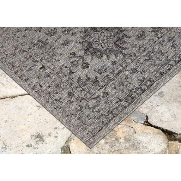 Outdoor Rugs-Kirkland's Home Harris Botanical Outdoor Rug, 7X9 Black
