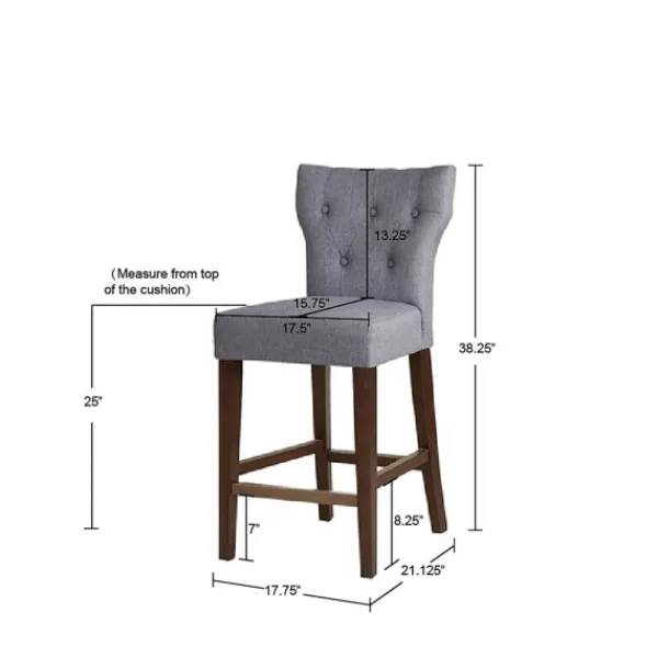 Bar Stools & Counter Height Stools-Kirkland's Home Harrison Tufted Counter Stool Gray