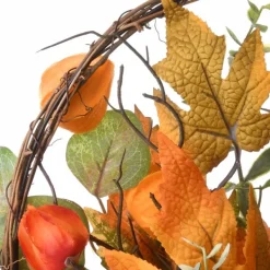 Arrangements & Greenery-Kirkland's Home Harvest Arrangement In Woven Wall Basket Green/Orange/Brown