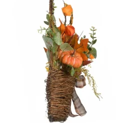 Arrangements & Greenery-Kirkland's Home Harvest Arrangement In Woven Wall Basket Green/Orange/Brown