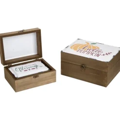 Decorative Accents-Kirkland's Home Harvest Boxes With Metal Covers, Set Of 3 White/Brown