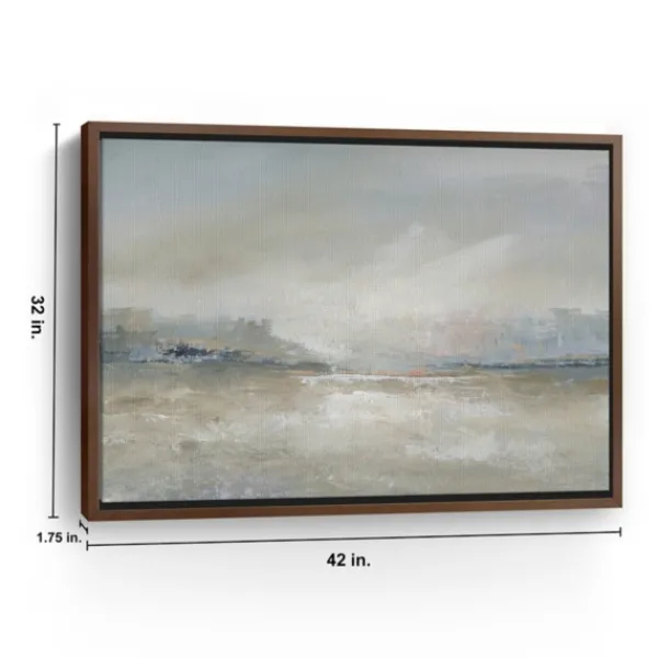 Framed Art-Kirkland's Home Hazy Horizon Framed Canvas Art Print Tan/Gray