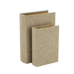 Baskets & Boxes-Kirkland's Home Heathered Beige Linen Book Boxes, Set Of 2 Tan