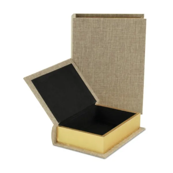Baskets & Boxes-Kirkland's Home Heathered Beige Linen Book Boxes, Set Of 2 Tan