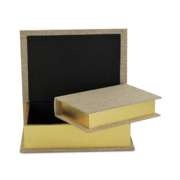 Baskets & Boxes-Kirkland's Home Heathered Beige Linen Book Boxes, Set Of 2 Tan