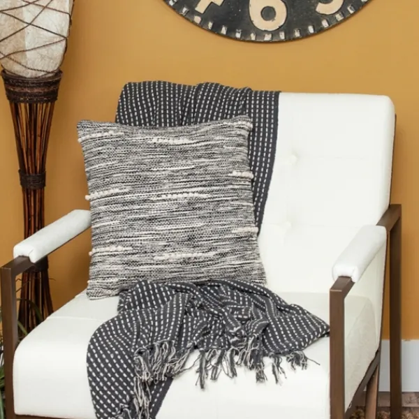 Pillows-Kirkland's Home Heathered Knots Throw Pillow Black/White