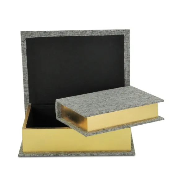 Baskets & Boxes-Kirkland's Home Heathered Linen Book Boxes, Set Of 2 Gray