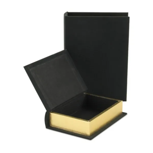 Baskets & Boxes-Kirkland's Home Heathered Linen Book Boxes, Set Of 2 Black