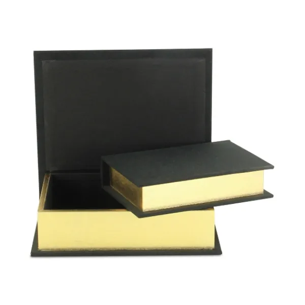 Baskets & Boxes-Kirkland's Home Heathered Linen Book Boxes, Set Of 2 Black