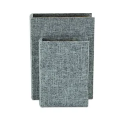 Baskets & Boxes-Kirkland's Home Heathered Linen Book Boxes, Set Of 2 Blue