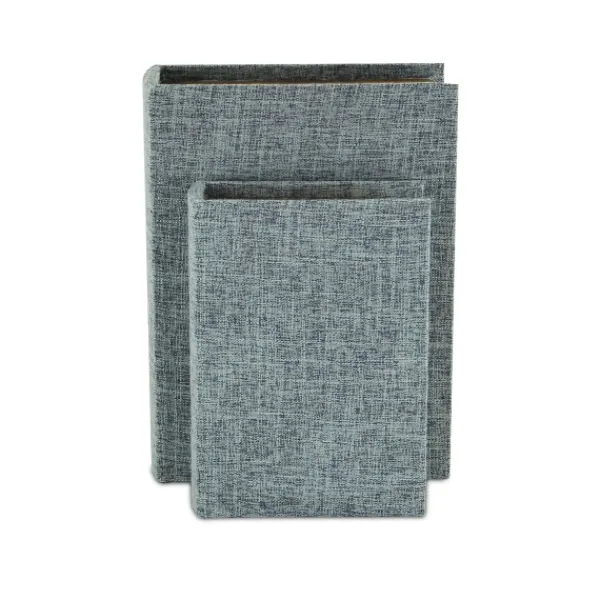 Baskets & Boxes-Kirkland's Home Heathered Linen Book Boxes, Set Of 2 Blue