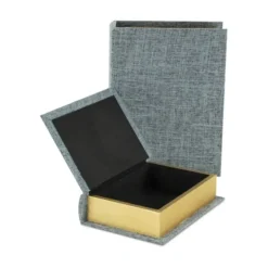 Baskets & Boxes-Kirkland's Home Heathered Linen Book Boxes, Set Of 2 Blue