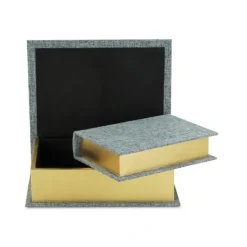 Baskets & Boxes-Kirkland's Home Heathered Linen Book Boxes, Set Of 2 Blue