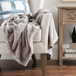 Blankets & Throws-Kirkland's Home Heavenly Plush Bubble Throw Gray