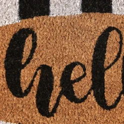 Doormats-Kirkland's Home Hello Cabana Stripe Coir Doormat Tan/Black/White