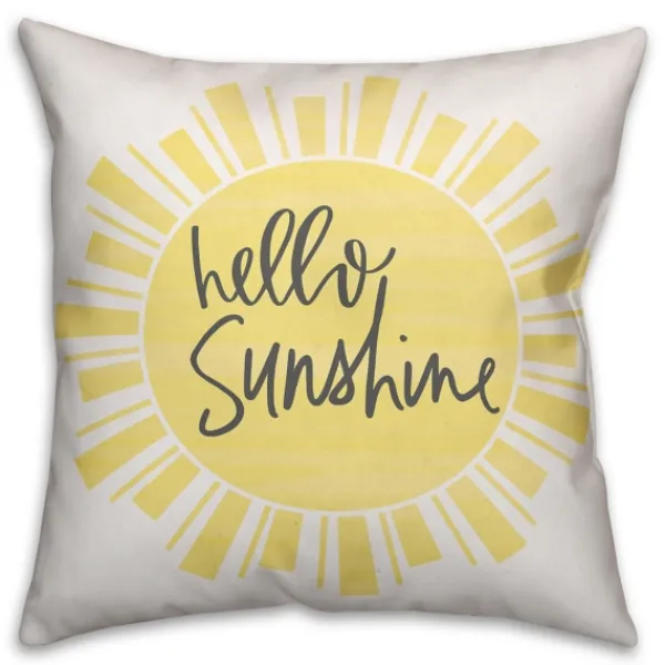 Pillows-Kirkland's Home Hello Sunshine Pillow Black/Yellow/Ivory