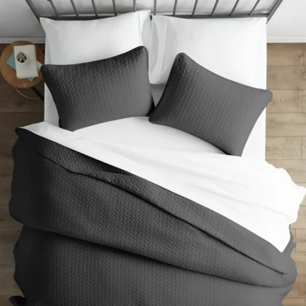 Bedspreads & Coverlets-Kirkland's Home Herring Quilted 3-Pc. Twin Coverlet Set Gray