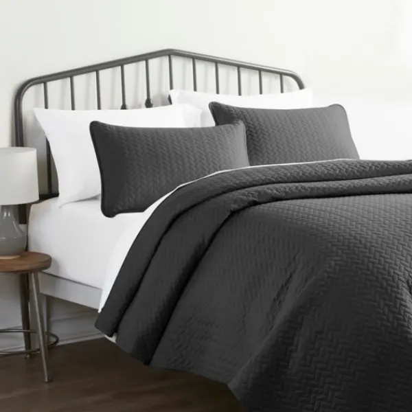 Bedspreads & Coverlets-Kirkland's Home Herring Quilted 3-Pc. Twin Coverlet Set Gray