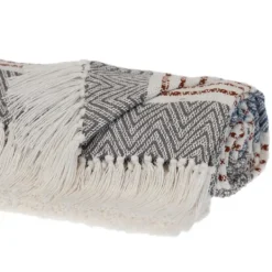 Blankets & Throws-Kirkland's Home Herringbone Multi Striped Throw Brown