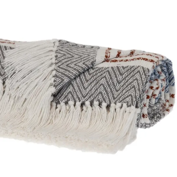 Blankets & Throws-Kirkland's Home Herringbone Multi Striped Throw Brown
