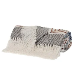 Blankets & Throws-Kirkland's Home Herringbone Multi Striped Throw Brown
