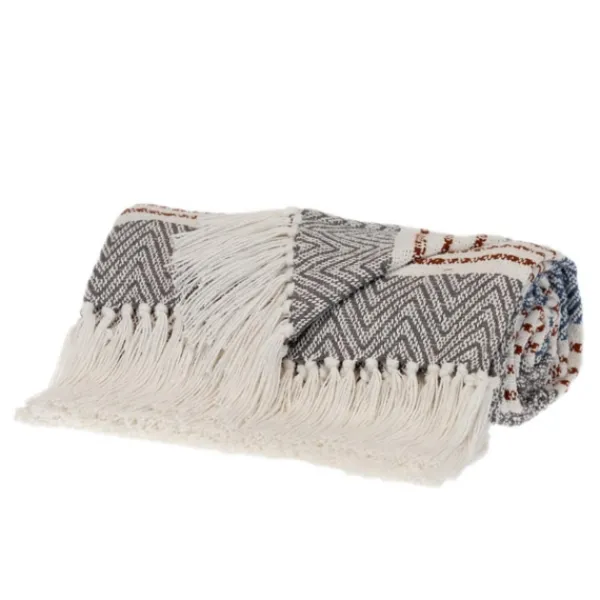 Blankets & Throws-Kirkland's Home Herringbone Multi Striped Throw Brown