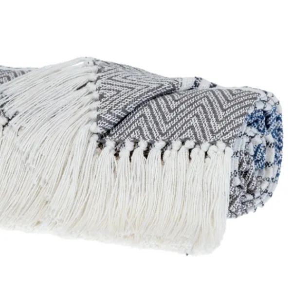Blankets & Throws-Kirkland's Home Herringbone Multi Striped Throw Black