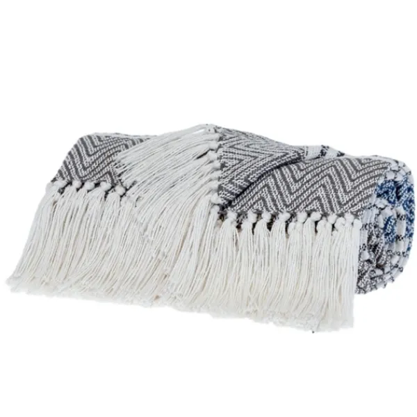Blankets & Throws-Kirkland's Home Herringbone Multi Striped Throw Black