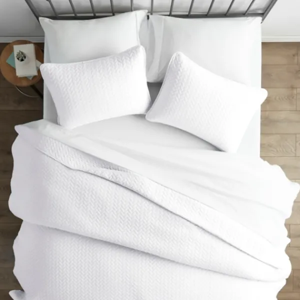 Bedspreads & Coverlets-Kirkland's Home Herringbone Quilted 3-Pc. King Coverlet Set White