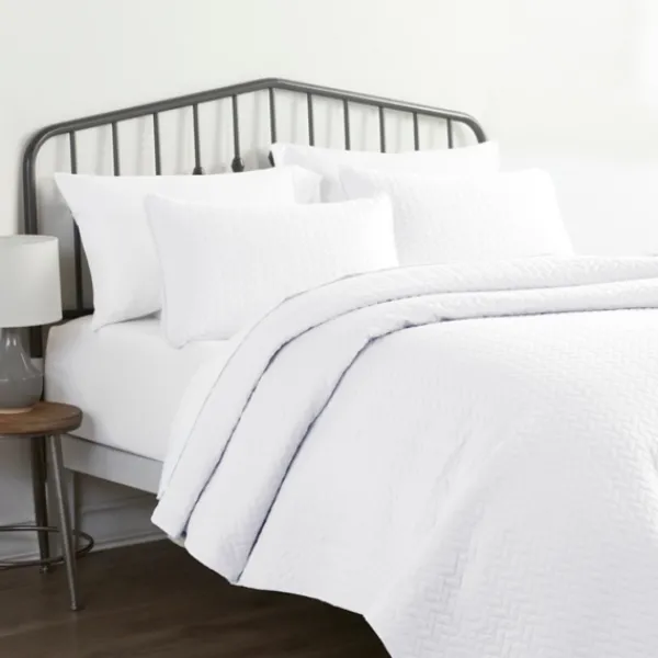 Bedspreads & Coverlets-Kirkland's Home Herringbone Quilted 3-Pc. King Coverlet Set White