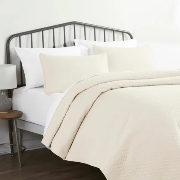 Bedspreads & Coverlets-Kirkland's Home Herringbone Quilted 3-Pc. King Coverlet Set Ivory