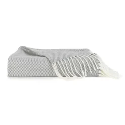 Blankets & Throws-Kirkland's Home Herringbone Throw With Fringe Gray