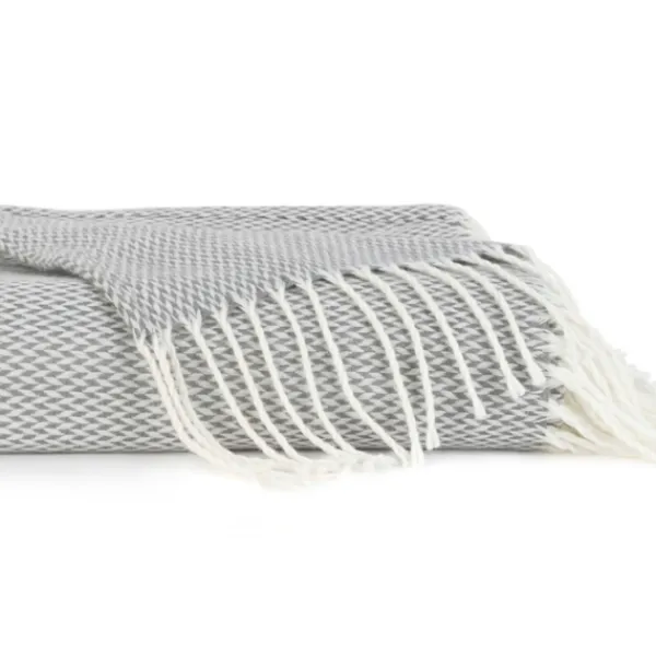 Blankets & Throws-Kirkland's Home Herringbone Throw With Fringe Gray