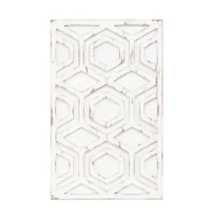 Wall Plaques-Kirkland's Home Hexagon White Wood Plaque White/Tan