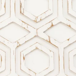 Wall Plaques-Kirkland's Home Hexagon White Wood Plaque White/Tan